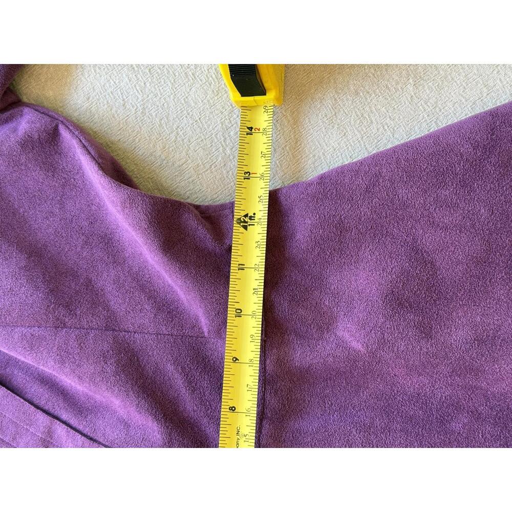 Vintage Mollie Parnis Purple Ultra Suede Long Sleeve Dress Small - Picture 12 of 15